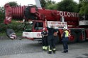 Koelner Seilbahn Gondel blieb haengen Koeln Linksrheinisch P821